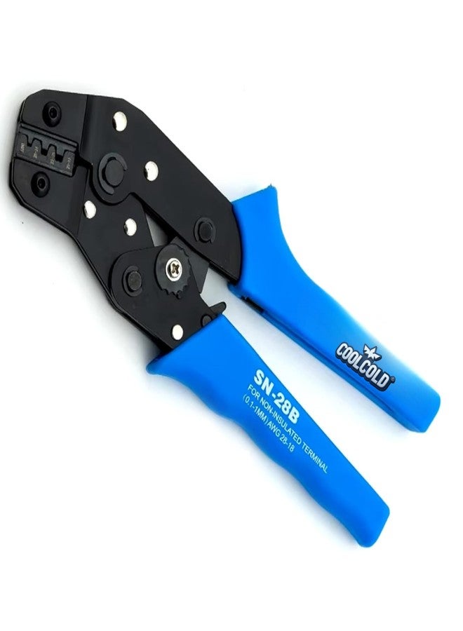 COOLCOLD SN-28B Crimping Tool for Non-Insulated Terminals (AWG 28-18 | 0.1-1mm²) - Heavy Duty Ratchet Crimper with Ergonomic Grip for Electrical & DIY Use - Image 1